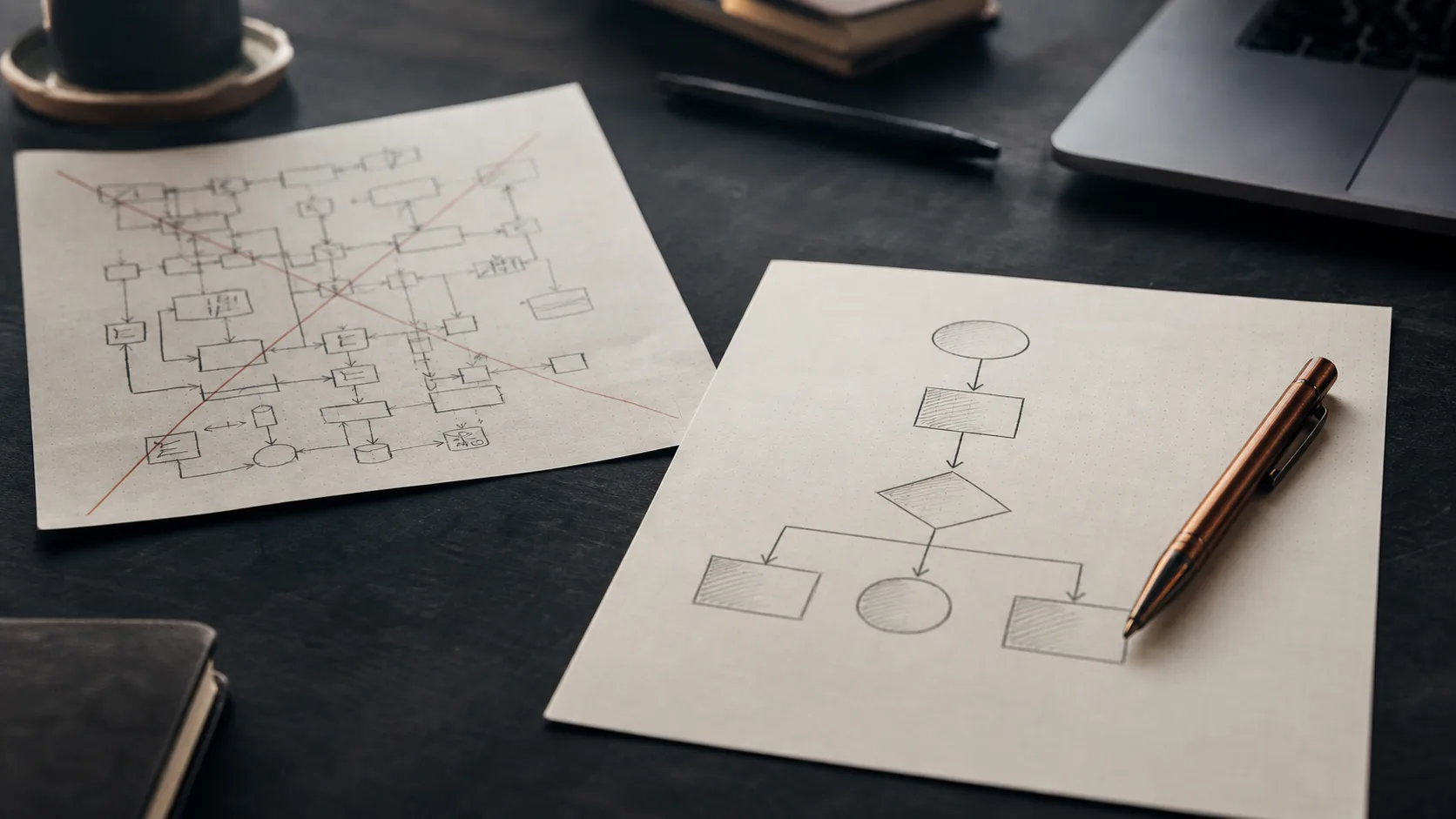 Two competing system paths showing a simpler rebuild